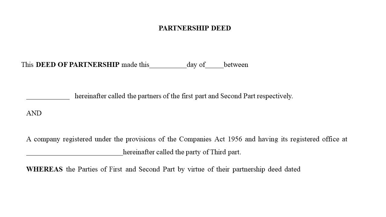  Format for Partnership Deed Image