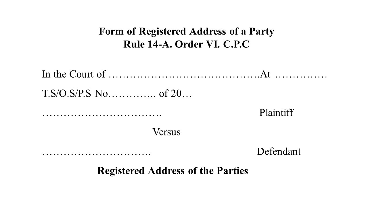 Format of Form Registered Address of Parties CPC Image
