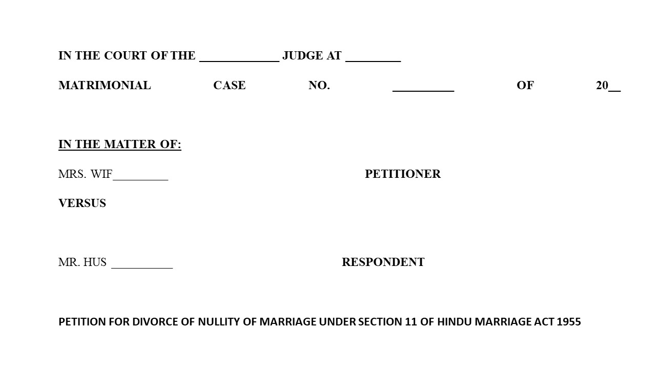 Format of Petition under section 11 a decree for divorce under HMA Image
