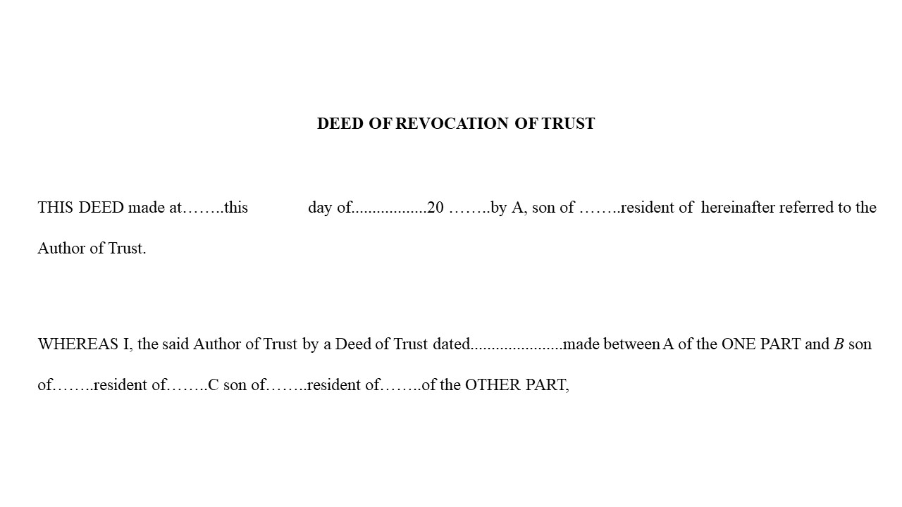 Format of Revocation of Trust Deed Image